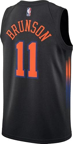 Jalen Brunson New York Knicks NBA Kids Youth 8-20 Black Statement Edition Swingman Jersey thumbnail 3