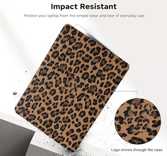 BYCeke Compatible with MacBook Air 13 inch Case 2022-2018 M1 A2337 A2179 A1932,Leather Leopard Print for Mac Air 13,Cheetah Case with Keyboard Cover for MacBook Air 13-inch Cow Pattern,Leopard Brown thumbnail 4