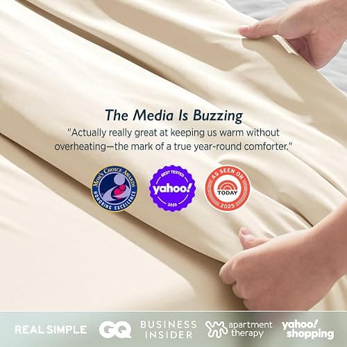 Breescape Cooling Comforter Throw Size - BlendTek™ Q-Max>0.46 Tech, Breathable Blanket for Hot Sleepers & Night Sweats Relief, Premium Lightweight Summer Bedding, 52x72 Inches, Ivory thumbnail 5