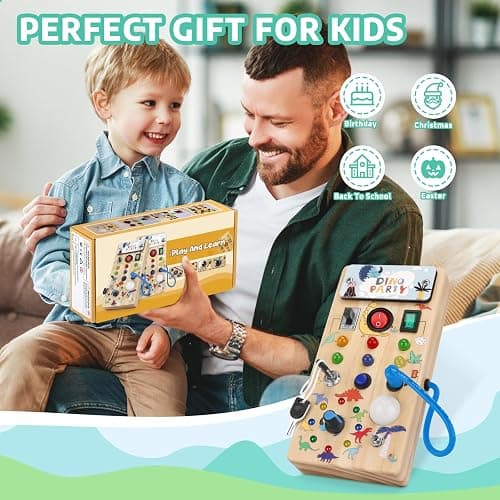 wakeInsa Montessori Busy Board,Montessori Toys for 1-3 Years Old,Baby Sensory Board,Preschool Learning Activities,Wooden Toys for Toddler,Christmas & Birthday Gift for Boys & Girls thumbnail 6