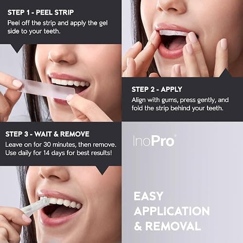 InoPro Natural Teeth Whitening Strips Kit 14 Treatments - Sensitive Teeth Whitener, Peroxide Free, Enamel Safe White Strips - Instant Teeth Whitening Without The Harm (28 Strips) thumbnail 6