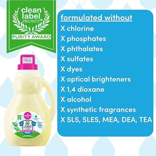 Dapple Baby Laundry Detergent, Plant Powered, Hypoallergenic, Fragrance Free, Concentrated, 50 fl oz (Pack of 2) thumbnail 5