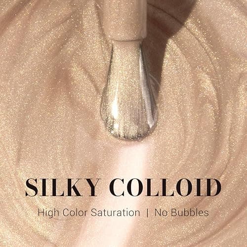 MelodySusie Pearlescent Champagne Gel Nail Polish,0.5fl oz Nails Soak Off UV LED Champagne Shimmer Glitter Gel Polish Nail Art Manicure Salon DIY Nail Design Decoration at Home Gift for Women-z147 thumbnail 2