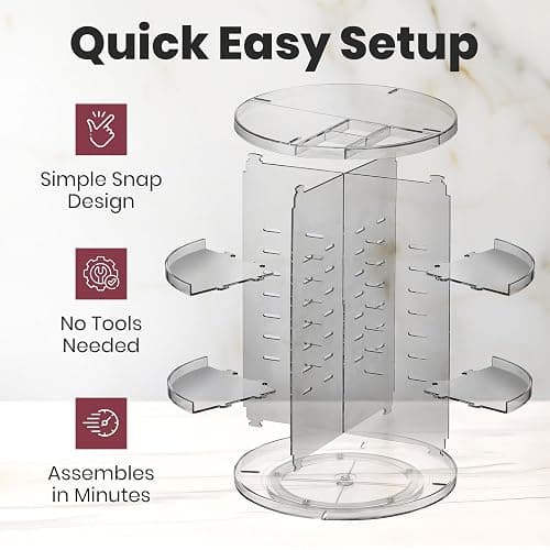 Masirs 360 Rotating Makeup Organizer Countertop - Adjustable Shelf Height - The Perfect Round Spinning Cosmetic Organizer for Bedroom Dresser or Vanity Countertop Storage (Clear) thumbnail 6