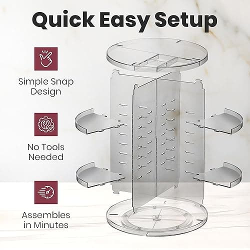 Masirs 360 Rotating Makeup Organizer Countertop - Adjustable Shelf Height - The Perfect Round Spinning Cosmetic Organizer for Bedroom Dresser or Vanity Countertop Storage (Clear) thumbnail 7