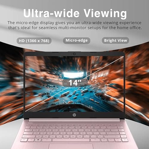 HP Stream 14" HD BrightView Laptop, Intel Celeron N4120 Processor, 16GB RAM, 64GB SSD, Intel UHD Graphics, 720p Webcam, WiFi, HDMI, Win 11 S, Pink (Renewed) thumbnail 3
