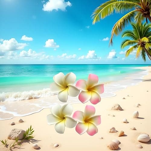 4 Pcs 7cm White and Pink Hawaiian Frangipani Plumeria Foam Head Flower Party Beach Hair Clip Hair Clips thumbnail 8