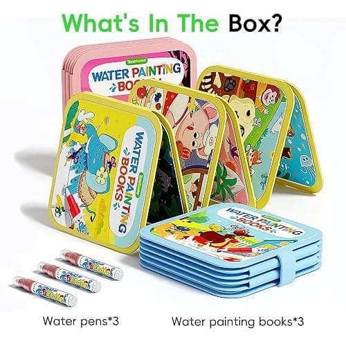 Timetome Reusable Water Painting Books for Kids – 3-Pack Magic Water Reveal Coloring Books with Water Pens (Fairy Tale, Animal & Dinosaur) No-Mess Coloring & Reusable Fun Travel Activity for Ages 3–6 thumbnail 7