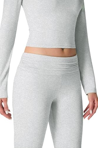 IWOLLENCE Hausanzug Damen Jogginganzug Set Lounge Set 2 Teiler Sportanzug Damen Y2K Outfit Homewear mit Crop Top und Schlaghosen thumbnail 7
