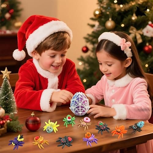 Mini 3D Printed Animals Spider Egg with 10 Unique Spiders Inside, Glow in The Dark Surprise Eggs, Christmas Gifts for Teens Kids, Christmas Decorations Outdoor Indoor Toys for Girls Boys Party Favors thumbnail 5