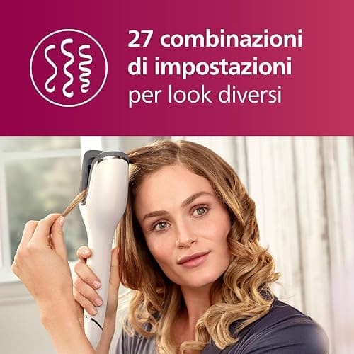 Philips Auto Curler Serie 8000, arricciacapelli con tecnologia MoistureProtect, 27 diverse opzioni di styling, bianco, modello BHB878/00 thumbnail 5