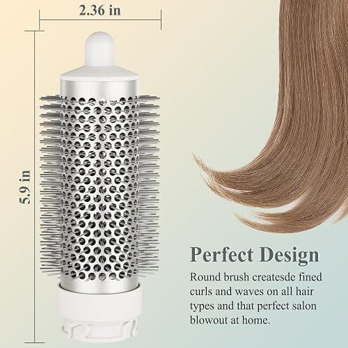 Chivixe Round Brush Attachment for Shark FlexStyle Blow Dryers Attachments, Normal Oval Round Volumizing Brush Styling for Straight, Wavy, Curly, and Coily Hair, Sliver thumbnail 3