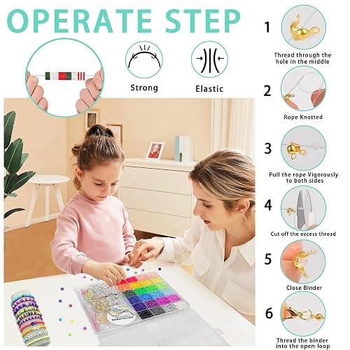 YMSDZHL 6000+PCS Clay Beads Bracelet Making Kit,24 Color DIY Flat Preppy Beads for Friendship Jewelry Making,Polymer Heishi Beads with Charms Gifts for Teen Girls Crafts for Ages 4-12 thumbnail 6