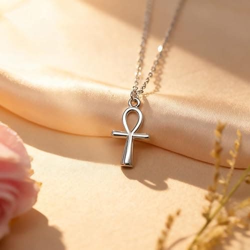 Dainty Silver Necklace for Women - Ankh Jesus Horse Celtic Cross Necklace for Women, Dainty Charm Spider Christian Gifts for Friends Sister Mom, Birthday, Christmas, Mother's Day, Graduation Gifts thumbnail 2