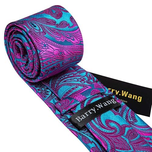 Barry.Wang Men Ties Paisley Woven Silk Necktie Set with Pocket Suqare Cufflinks Formal thumbnail 6
