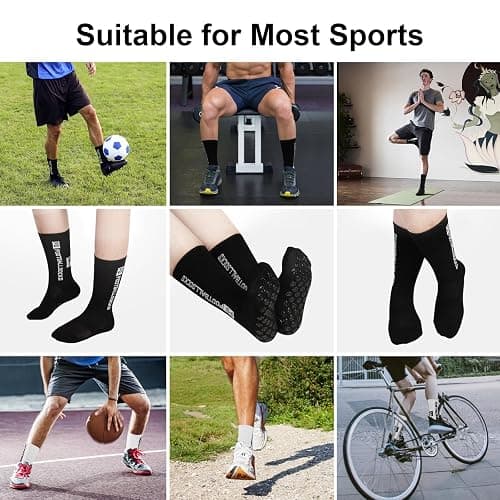 Grip Socks Soccer 3 Pairs Non Slip Sport Socks for Men & Youth, Yoga Socks for Women, Size CA 5-8 8-11 Football Socks thumbnail 2