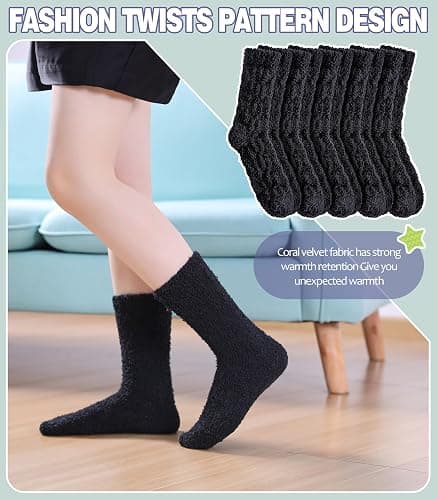 DOSKONI Fuzzy Socks for Women Fluffy Slipper Socks Cozy Winter Warm Soft Microfiber Plush Home Sleeping Gift Socks thumbnail 4
