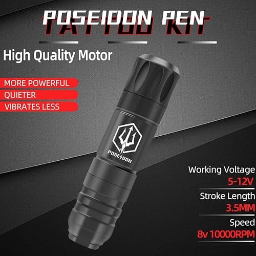POSEIDON Tattoo Gun Kit - Wireless Tattoo Pen Kit Tattoo Kit with 2Pcs Tattoo Battery and 20 Pcs Tattoo Cartridge Needles, Complete Tattoo Machine kit Tattoo Supplies for Beginners thumbnail 2