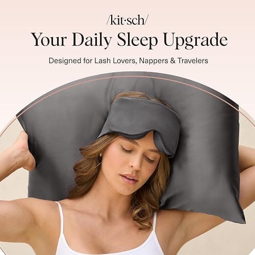 Kitsch Contour Pillow Eye Mask – Softer Than Silk Eye Masks for Sleep, Blindfold Sleep Masks for Women & Men, No Eye Pressure, Lightweight, Eye Care, Travel Essentials - Charcoal thumbnail 8