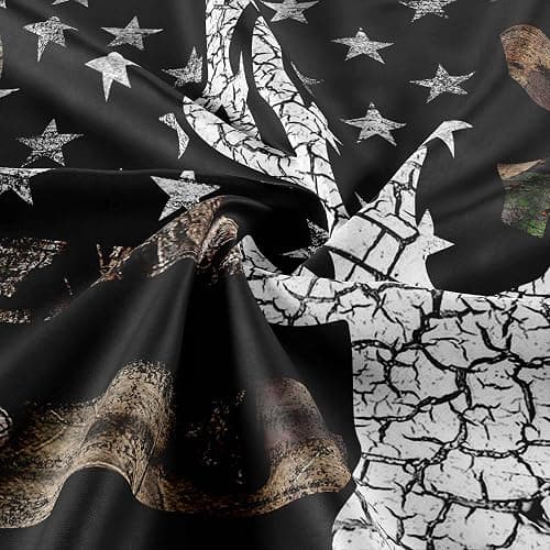 VEIGIKE American Flag Hunting Tapestry, Western Black and White Country Deer Tapestry Wall Hanging for Men Bedroom Room, Rustic Camo Tapestries Poster Blanket College Dorm Home Decor 60X40 Inches thumbnail 6