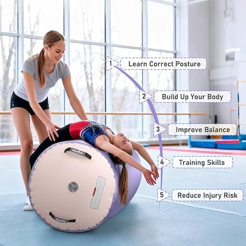Wauffua Inflatable Gymnastics Mat with Tumbling Air Barrel Roller for Home | 10/13 ft Tumble Track, 3.3 ft x 2 ft Octagon Mat for Gym, Without Pump thumbnail 6