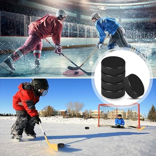 OMYOPY Ice Hockey Pucks with Reusable Mesh Bag, Rubber Street Hockey Puck Balls for Practicing and Classic Training, Diameter 3", Thickness 1", 6 oz, Official Regulation, Black thumbnail 6