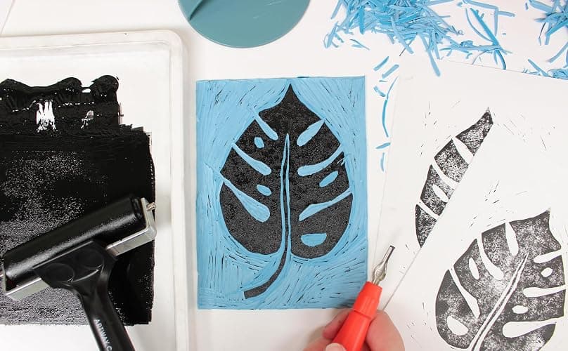 Artway - Kit pour linogravure et découpe - polymère/lino/rouleau/réceptacle à encre/encre et plus thumbnail 2