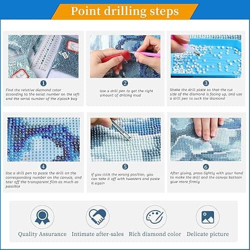6 Pack Diamond Painting Kits for Adults, 5D DIY Diamond Art Kits for Beginners, Colorful Marine Animals Diamond Dots Kits Gem Arts Crafts for Living Room Bedroom Offices Home Wall Decor 12X16 Inch thumbnail 7