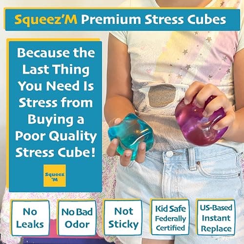 Premium Big Block Squeez'M Cube – 35% Larger Than The Standard Squishy Cube, Toy for Kids & Adults - Sensory Fidget for Stress Relief, Focus & Play – Colorful, Durable, Gift-Ready – ASTM Certified 3+ thumbnail 2