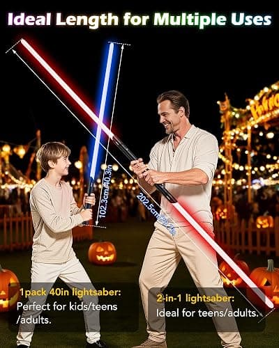ANASABER Lightsaber, Double-bladed Dueling Light Saber, 4 Sound Fonts, 20 RGB Colors FX Metal Hilt Light Sabers 40inch Real Light Sabers 2pack for Adults/Kids Birthday Xmas Gift, Halloween Cosplay thumbnail 2