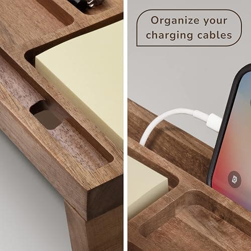 NAUMOO Natural Wood Desk Organizer - Multi-Compartment Wooden Organizers for Home, Office, Cubicle Accessories - Table Caddy for Desktop and Workspace - Pencil Storage Tray thumbnail 7