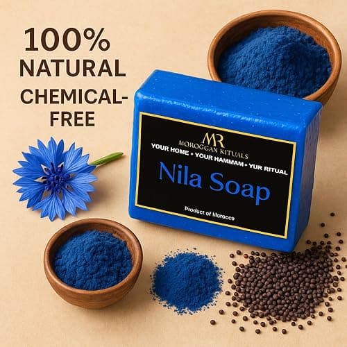 Moroccan Rituals Soap Bar 200g | 100% Natural & Chemical-Free Nourishing Hammam Spa Treatment | Hydrating, Softening & Rejuvenating | Traditional Moroccan Beauty Ritual (200g, Blue Nila) thumbnail 3
