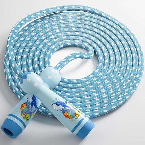 Jump Rope for Kids-Adjustable Cotton Braided Skipping Rope with Wooden Handle for Toddler Fitness Workout Exercise Outdoor Activity thumbnail 7