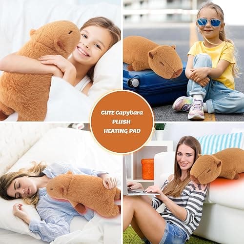 2lb Capybara Plush Stuffed Animals Microwavable Heating Pad-19'' Capybara Heating Pads for Cramps &Period Pain Relief for Women,Heatable & Coolable Stuffed Animals Bedtime Birthday Gift for Women Kids thumbnail 7