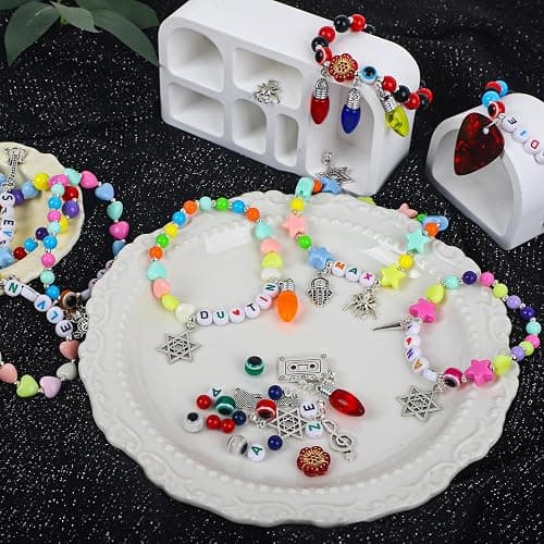 foci cozi Stranger Merch Beads for Bracelets Making Kit, DIY Friendship Bead Bracelet Jewelry Making Kit, Rubber Band Charm Bracelet Making Kit thumbnail 5