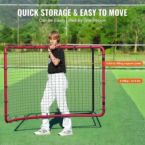 VEVOR Baseball and Softball Rebounder Net, PitchBack Baseball Pitching Net, Volleyball Pitch Return Trainer Rebound Net with Pitching Target, All Angle Fielding Rebound Net for Grounders Pop Flies thumbnail 6