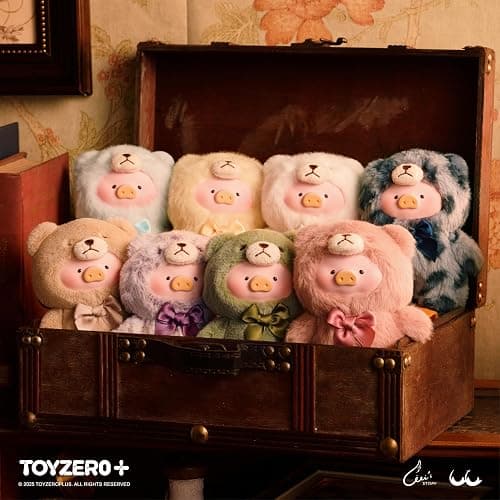 Lulu The Piggy Blind Box-Vintage Teddy Shop Series Plush Keychain Blind Boxes Figures Vinyl Face Cute Stuffed Animals Mystery Box Collectibles Toys Home Decorations Holiday Birthday Gifts, Single Box - Single Box thumbnail 2