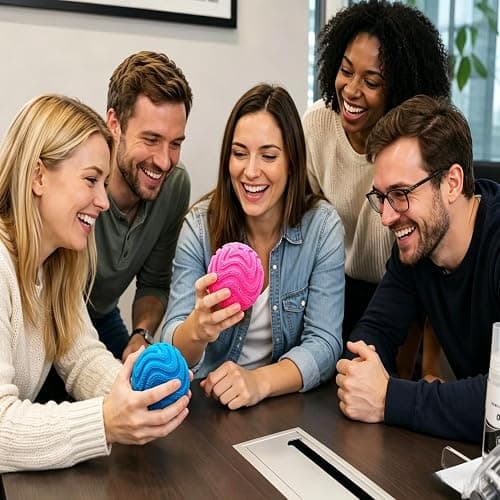 Fuzz Ball Squishy Stress Ball,Soft Fidget Squishy Fuzz Squeeze Ball for Adults,Anxiety Stress Relief Toys,Party Favors Gift for Adults (Pink Ball) thumbnail 2