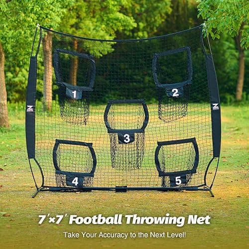 ZELUS 7 x 7ft Football Trainer Throwing Net | Training Target Practice with 5 Targets | Great for Quarterback | Includes Carry Bag thumbnail 8