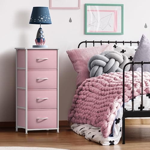 Sorbus Dresser Storage Tower, Organizer Drawers for Closet Boys & Girls Bedroom, Bedside Furniture, Chest for Home, College Dorm, Steel Frame, Wood Top, Fabric Bins(Pink) thumbnail 2