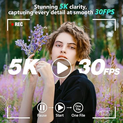 5K Digital Camera, 64MP Cameras for Photography with 6X Optical Zoom & Autofocus, WiFi Vlogging Camera for YouTube Video, Dual-Lens, 2 Batteries, 64GB Card & Flash, Best Cameras for Content Creators thumbnail 2