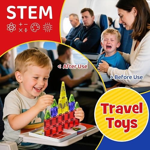 WMXDU Mini Magnetic Tiles with Iron Case, Magnetic Building Toys Kid's Travel Essential Portable Creativity On-The-Go Magnet Blocks STEM Travel Toys for Toddler Boys Girls Ages 3+, 26-Piece thumbnail 3