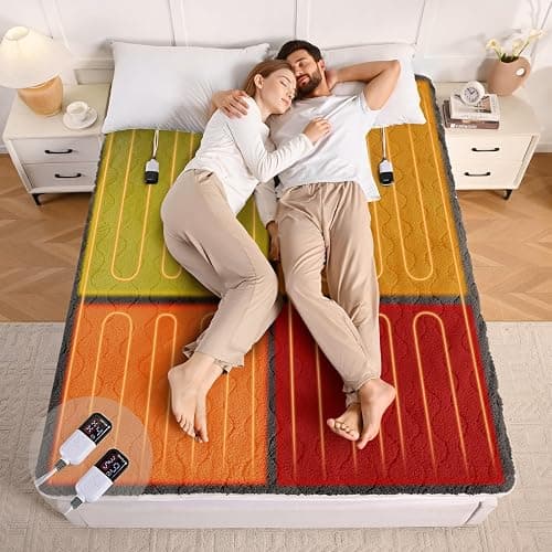 Bearhug Multi-Zone Electric Heated Mattress Pad Queen Size, Dual Control Bed Warmer with Memory & 11 Heat Level, 1-9H Auto Off, Individual Body &Feet Settings, Deep Pocket ETL Certified, Machine Wash - Image 1