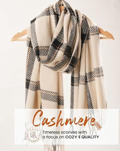 FURTALK Winter Scarf for Women Shawl Cashmere Feel Tassel Plaid Large Oversized Scarves Wraps thumbnail 4