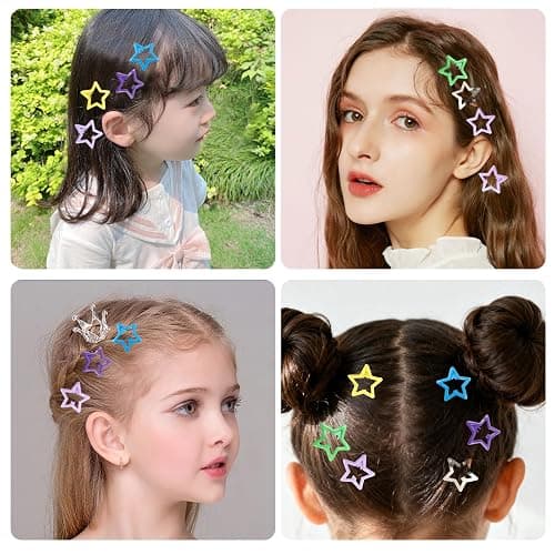 Secmity 55pcs 1.22" Star Hair Clips Cute Hair Clips for Girls Colorful Metal Snap Hair Barrettes for Women Star Hair Accessories for Daily Party thumbnail 5