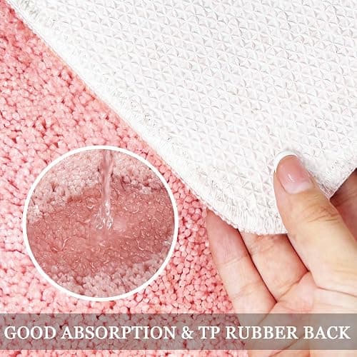Small Bath Mat Pink Bathroom Rugs - Trendy Absorbent Cute Rugs, Pink Bathroom Decor, Non Slip Bath Mat Decor Funny Rug Aesthetic Bathmats for Sink tub and Shower 16" x 24" thumbnail 3
