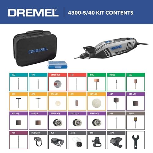 Dremel 4300-5/40 High Performance Rotary Tool Kit with LED Light- 5 Attachments & 40 Accessories - Ideal for Grinding, Cutting, Wood Carving, Sanding, and Engraving thumbnail 8