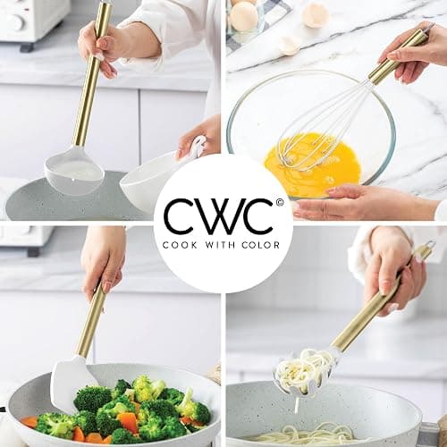 COOK WITH COLOR Silicone Cooking Utensils, Kitchen Utensil Set, Easy to Clean Silicone Kitchen Utensils, Cooking Utensils for Nonstick Cookware, Kitchen Gadgets Set with Holder, 10 Pieces thumbnail 4