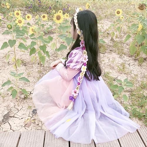 Tatibana Princess Dress up Wigs, Princess Rapunzel Long Braided Wig Headbands with Tiara Flowers Adorn for Girls Costume Accessories, 29 Inch thumbnail 8