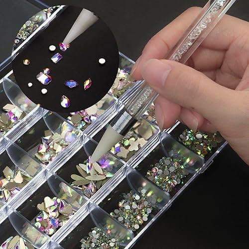 Kaipheiquan Nail Rhinestones Kit, 18 Types of 900 Special-Shaped Diamonds + 3200 Flat-Bottomed Nail Rhinestones, Nail Crystal DIY Crafts Gemstones for Nail, Shoes, Clothes, Jewels thumbnail 2